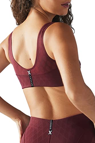 Savage x Fenty - Sujetador deportivo de malla de bajo impacto para mujer, rojo (Red Cocoa), Medium