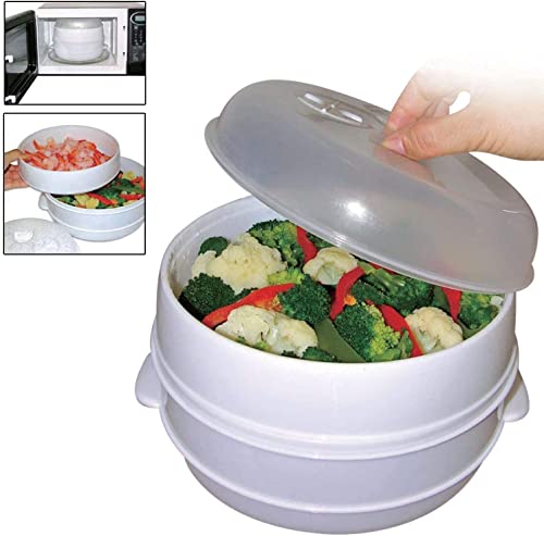 Copper Top - 2 niveles de horno de microondas vegetal cocina de vapor saludable pasta arroz olla olla olla