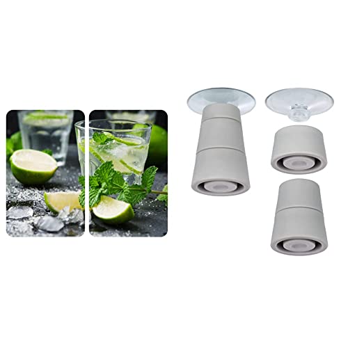 WENKO Placas cobertoras de vidrio universales Mojito, juego de 2 piezas para todos los tipos de cocinas, Vidrio endurecido, 30 x 52 cm + Patas para Tablas de Vidrio 4 pcs, Gris, 24.5x10x2.5 cm