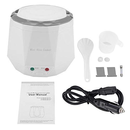 Steamer Food, 24V 140W 1.6 L Eléctrico Portátil Multifuncional Olla arrocera Food Steam para camiones, Mini arrocera, Rice Cooke(Blanco)