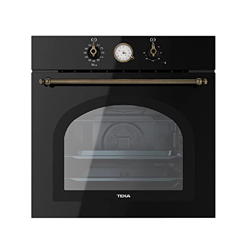 Teka HRB 6300 AT - Horno Multifunción SurroundTemp de 60 cm, Country Style Edition, 9 Funciones de Cocinado, Reloj Analógico con Programador, Color Antracita Brass