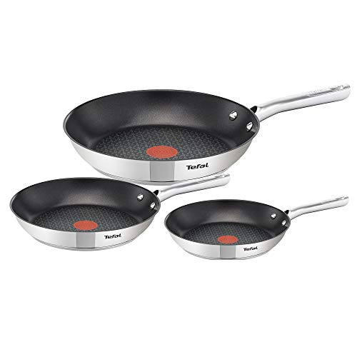 Tefal a704s3 Duetto antiha ftbesch ichtetes – Juego de sartenes, Acero Inoxidable, Acero Inoxidable/Negro, 29,5 x 10 x 47 cm, 3 Unidades