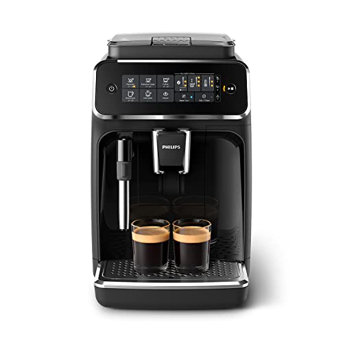 Philips Serie 3200 Cafetera Superautomática - Espumador de Leche Clásico, 4 Variedades de Café, Pantalla Táctil Intuitiva, Negro Brillo (EP3221/40)