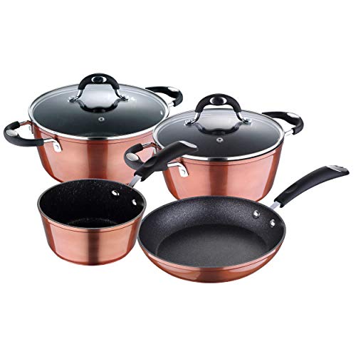 Bergner Q2915 Set 6pc batería de Cocina Aluminio Forjado, inducción, Marrón