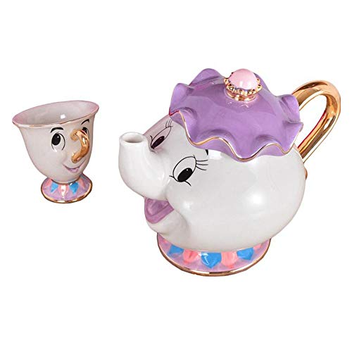 NUEVO Beauty and The Beast Mrs. Potts Chip - Juego de tetera y taza de té (taza y taza)