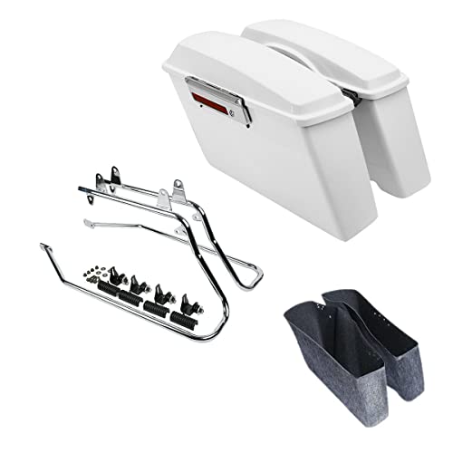 TCMT Kit de soporte de conversión para alforjas y forros duros blancos para Harley Softail Heritage Deluxe modelos 1984-2017 (excepto para modelos Deuce Model Softail Slim)