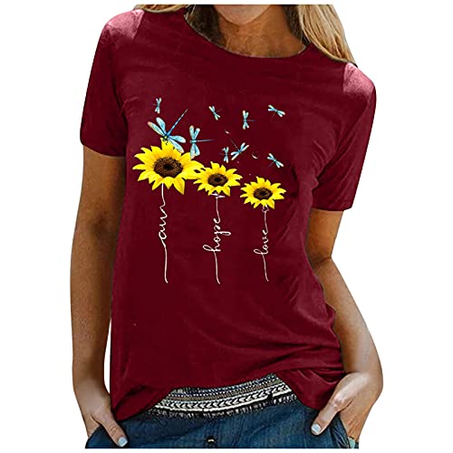 Camiseta transparente para mujer Ollas Camiseta para mujer 's O cuello ropa de mujer, Vino, XXL