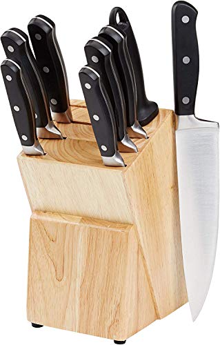 Amazon Basics - Juego de cuchillos de cocina y soporte (9 piezas)