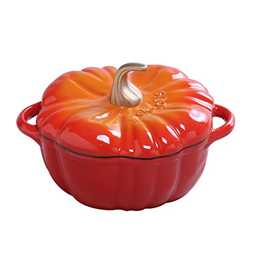 Cazuela De Calabaza De Hierro Fundido Esmaltada Olla De Sopa De 23 Cm Cazuela De 3.76 L,Red