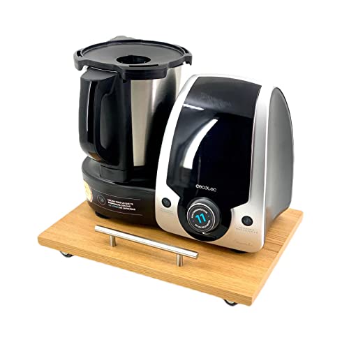 FLAVOR PLUS Tabla Deslizante, Base con ruedas, Plataforma compatible con robot de cocina MAMBO CECOTEC. Sirve para todos los modelos. Medidas 30 x 40. Mod madera