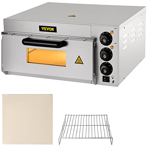 VEVOR Horno de Pizza Eléctrico 2000W Horno de Acero Inoxidable 56 x 47,5 x 26,5 cm Tostador para Pizza 122-662 ℉ para Cocinar Pizza, Sándwiches, Pretzels, Plato Horneado, Patata, Pan, Pastel, Tarta