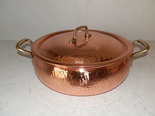 Arterameferro - Olla de cobre estañado de cocina profesional con asas de latón de 22 cm