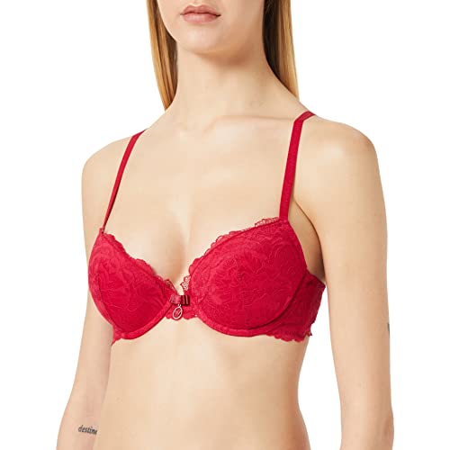 Emporio ArmaniEternal Lace Push Up Bra With Removable Pads 2loop, Push Up Bra Remov.Pads 2Loop para Mujer, Rojo (Red), 34B