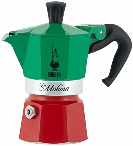 Bialetti Cafetera La Mokina 1/2 tazas, Bandera Italiana – 0396