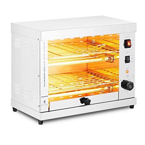 Royal Catering Horno Salamandra para Hostelería Tostador RC-SGI01 (Potencia: 3200 W, Con dos rejillas, Acero inoxidable)