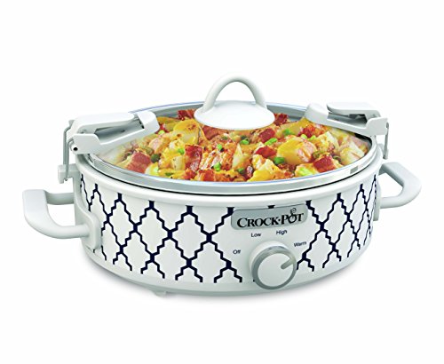 Crockpot SCCPCCM250-BT Mini Casserole Crock Slow Cooker, 2.5 quart, White/Blue by Crock-Pot