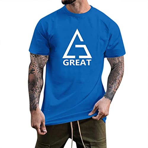 Dasongff Triangle-Print-T-camisa para hombres verano manga corta redondo ollas T-camisa plana digital relojes de pulsera hombres, azul, M