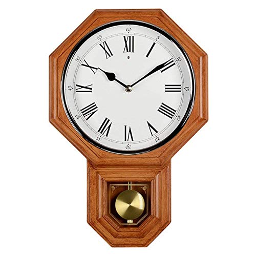 ZLYMX El mejor reloj de pared con péndulo, reloj de péndulo de madera decorativo silencioso con péndulo oscilante, operado con batería, diseño de madera oscura, para sala de estar, comedor, cocina, of