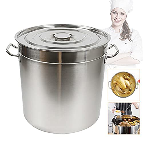 KOLHGNSE Olla de acero inoxidable con tapa de 35/50/70 litros, olla para gulasch o camping, grosor 0,4 mm (35 L)