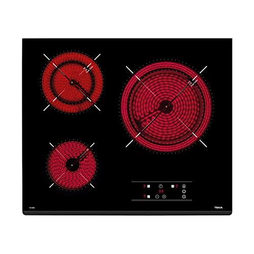 Teka TZ PRO 6320 - Vitrocerámica 3 Fuegos 60cm, Tecnología Touch Control, con Cronómetro, Vitrocerámica Teka Color Negro