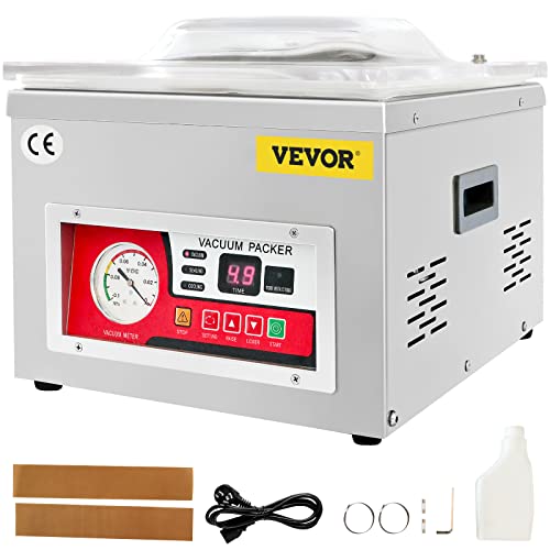 Vevor Envasadoras al vacío 320W, Máquina de Envasado a Vacío, Acero Inoxidable, Máquina Selladora al Vacío, 33x25cm de Máx. Tamaño de Sellado, Hogar, Supermercado