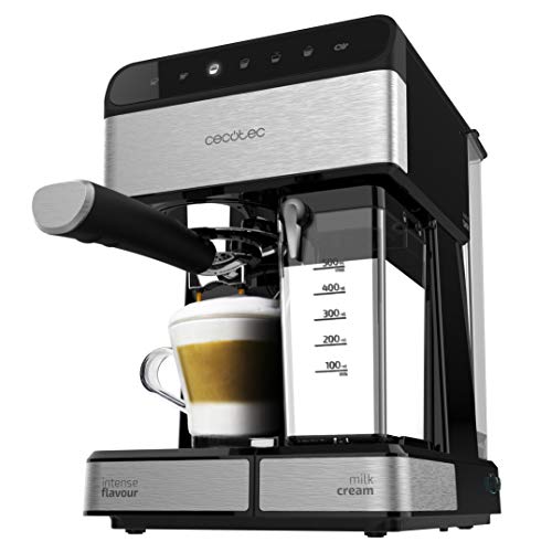 Cecotec Cafetera Semiautomatica Power Instant-ccino 20 Touch Serie Nera. 1350 W, 20 Bares de Presión, Tanque de Leche de 500ml, Control Táctil, Depósito de 1,4 Litros, Acabados Acero Inox