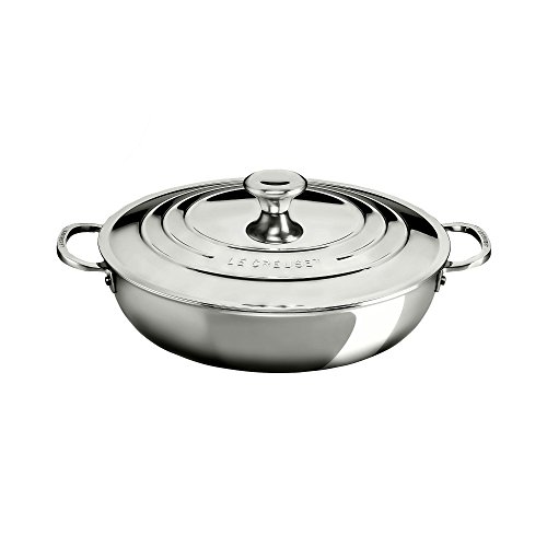 Le Creuset Evolution Cacerola baja con tapa, Acero inoxidable 3-ply, diámetro 30 cm, 4.8 L