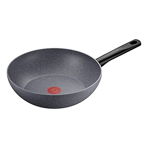 Tefal Natural On - Sartén Wok de 28 cm con revestimiento mineral muy resistente, Thermo-Signal, Thermo-Fusion, forma profunda, todo tipo de cocinas, apto para horno, sin PFOA