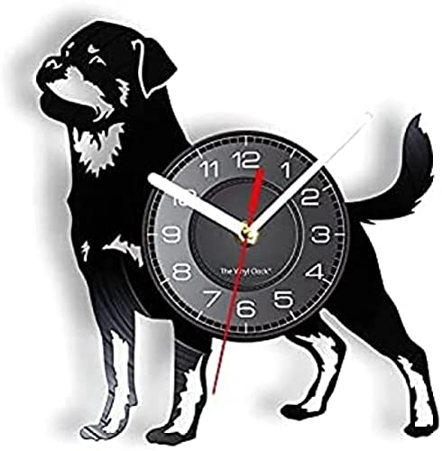 Reloj de Pared Que Funciona con Pilas, silencioso, sin tictac, grabadora de Vinilo, Antigua Raza Alemana, carniceros, Rottie, Clockes, Regalo de Arte, decoración para Cachorros