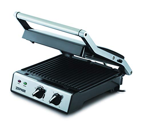 Zephir ZHC657 parrilla eléctrica de contacto - Parrillas eléctricas de contacto (Negro, Gris, Plaza, Plancha, Tapa con bisagra, 2000 W, 220-240 V)