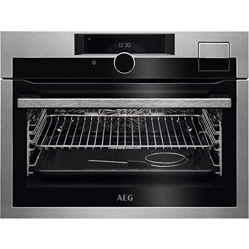 AEG KSE998290M Horno Multifunción con Conectividad, Compacto, Limpieza Vapor, 27 funciones + 5 a Vapor, Cocción al vacío y en 2 niveles, Sonda Térmica, TFT Táctil, Inox, A++