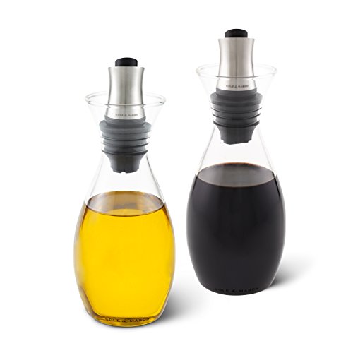 Cole & Mason H103028 Haverhill Set de Aceitera y Vinagrera, 370ml, Juego De Botellas Dispensadoras/Decantadores, Vidrio/Acero Inoxidable, 2 x Botellas, Suministrado Vacío, 2 Años de Garantía