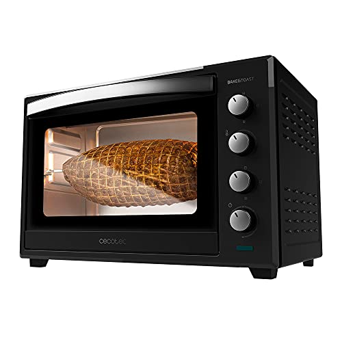 Cecotec Horno Sobremesa de Convección Bake&Toast 6000 Black Gyro. 2000 W, Capacidad 60 L, 12 Funciones Combinables, Incluye Rustidor giratorio, Acero Lacado Negro