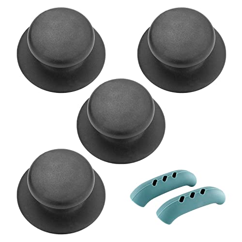Botones de tapa de olla de 4 piezas, con orejeras de aislamiento térmico de 2 piezas para mango de sartén, tapa superior de tapa de olla, botón de tapa de vidrio, botón de tapa de sartén.