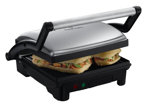 Russell Hobbs Sandwichera Cook@Home - Grill 3 en 1: Panini, Plancha y Parrilla, Apertura 180°, Revestimiento Antiadherente, Fácil Limpieza, Indicador Luminoso, 1800 W, Plata y Negro - 17888-56