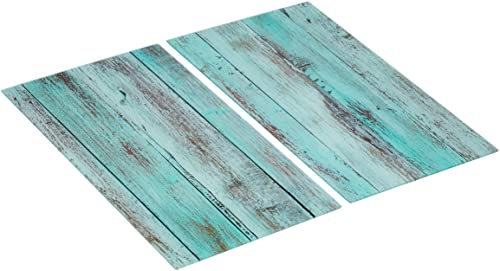 Allstar Placas cobertoras de vidrio universales Blue Wood 2 pzas - juego de dos piezas, cubiertas para cocinas de vitrocerámica, Vidrio endurecido, 30 x 0.8 x 52 cm, Multicolor