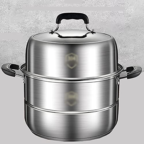 Vaporera Extra Gruesa/Olla De Sopa Vaporera Doméstica De Acero Inoxidable 304 Bollos Al Vapor Cocina De Inducción Grande Estufa De Gas (Tamaño : 34cm)