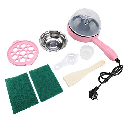 Sartén eléctrica - Mini Multifunción Sartén eléctrica Vaporizador de huevos Freidora Herramienta de cocina casera Enchufe de UE 220V (Color : Rosado)