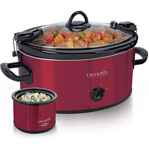 Crock-Pot – Olla de cocción 6-quart Cook y llevar olla de cocción lenta (con Little Dipper calentador (rojo)