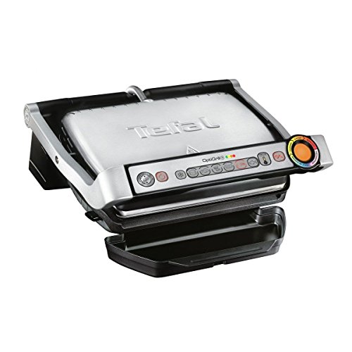 Tefal Optigrill GC712D12 Plancha de Cocina, 7 Modos de cocción, indicador del Progreso, Sensor de Grosor, bandejas extraíbles y Desmontables, 2000 W, Aluminio, Acero Inoxidable, INOX