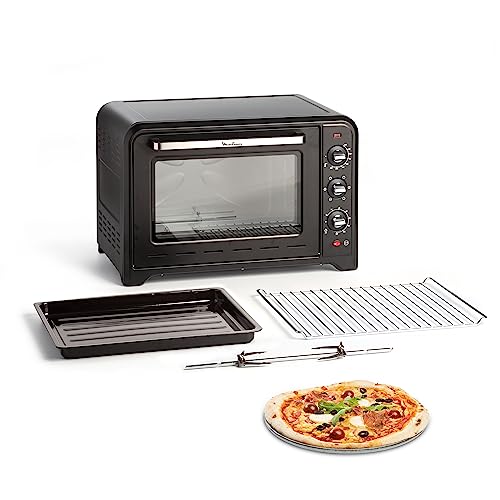 Moulinex Optimo OX495810 - Horno de Convección 60 L, 6 Modos de Cocción, Termostato hasta 240 y Temporizador hasta 120 Minutos, Bandeja de Horneado y Rejillas Reversibles, Diseño Compacto