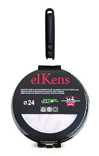 ELKENS 3068 - Sarten doble Tortillas, Aluminio, 24 cm, Negro