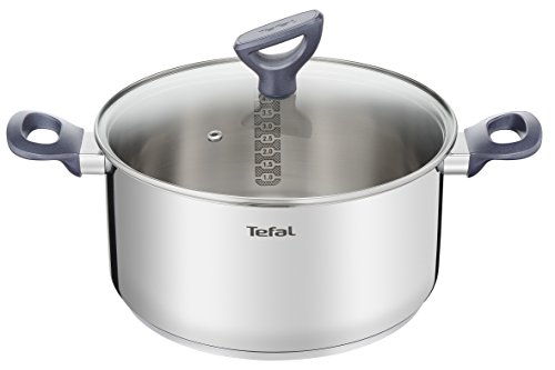 Tefal Daily Cook - Cacerola de acero inoxidable de, base reforzada, aptas para todo tipo de cocinas incluido inducción, gran conductividad y resistencia con materiales reciclados, Cacerola 24 cm