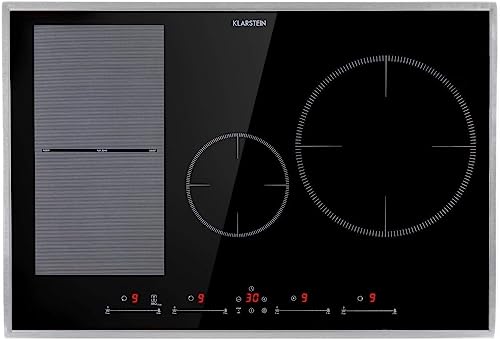 Klarstein Placa Induccion Eléctrica 7500W, Vitrocerámica Inducción Eléctrica de 4 Fuegos, Placas de Cocción de Sobremesa, Control Táctil, Placas de Cocción de Inducción, Placas Eléctricas para Cocinar