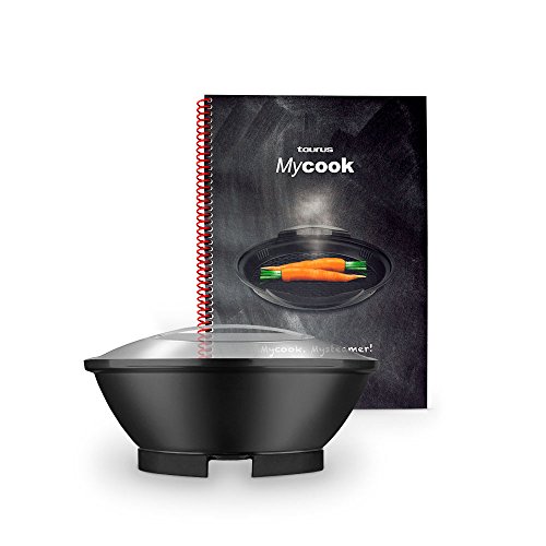 Taurus Mycook Vaporera - Conjunto de cocción al vapor y recetario (capacidad 4.5 l, 2 niveles de cocción) color negro