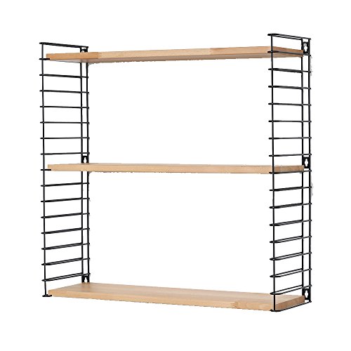 Metaltex Tomado-Estantería Modular Negro-Madera, 70x21x68 cm