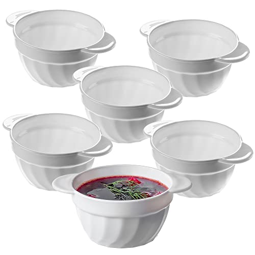 KADAX Tazas soperas, 650 ml, cuencos de cristal reforzado, 18,5 x 14 x 8 cm, cuencos para sopa con asas dobles, sopera para sopas, cremas, caldos (650 ml/6 unidades)