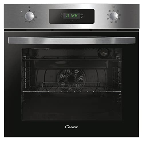 Candy Idea FIDC X625 L, Horno Multifunción, 70L, 2400W, 2 Bandejas y 2 Rejillas, Ventilador, Limpieza Aquactiva,8 Funciones, Display Timer y Mandos Push&Pull,Puerta Doble Cristal, Inox y Negro