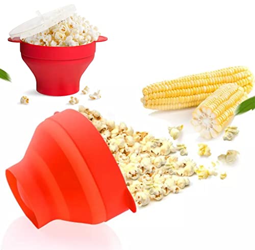 Palomitero o Maquina Palomitas para hacer Palomitas Microondas - Cubo Palomitas Rojo de Capacidad 2800 ml - Popcorn Machine de Silicona - Utensilios de Cocina Originales (MG001)