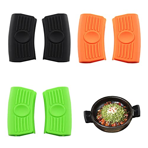 6 Piezas Asas Silicona para Ollas Soporte De Mango Caliente Agarraderas de Silicona Fundas De Mango Caliente de Silicona Soporte para Horno Sartén Utensilios